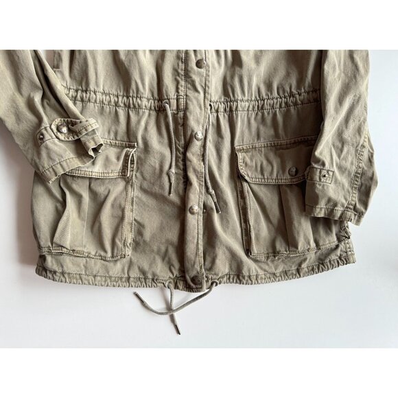 Aritzia TALULA Trooper Green Cotton Twill Hooded Utility Field Jacket, Size S - Picture 10 of 16